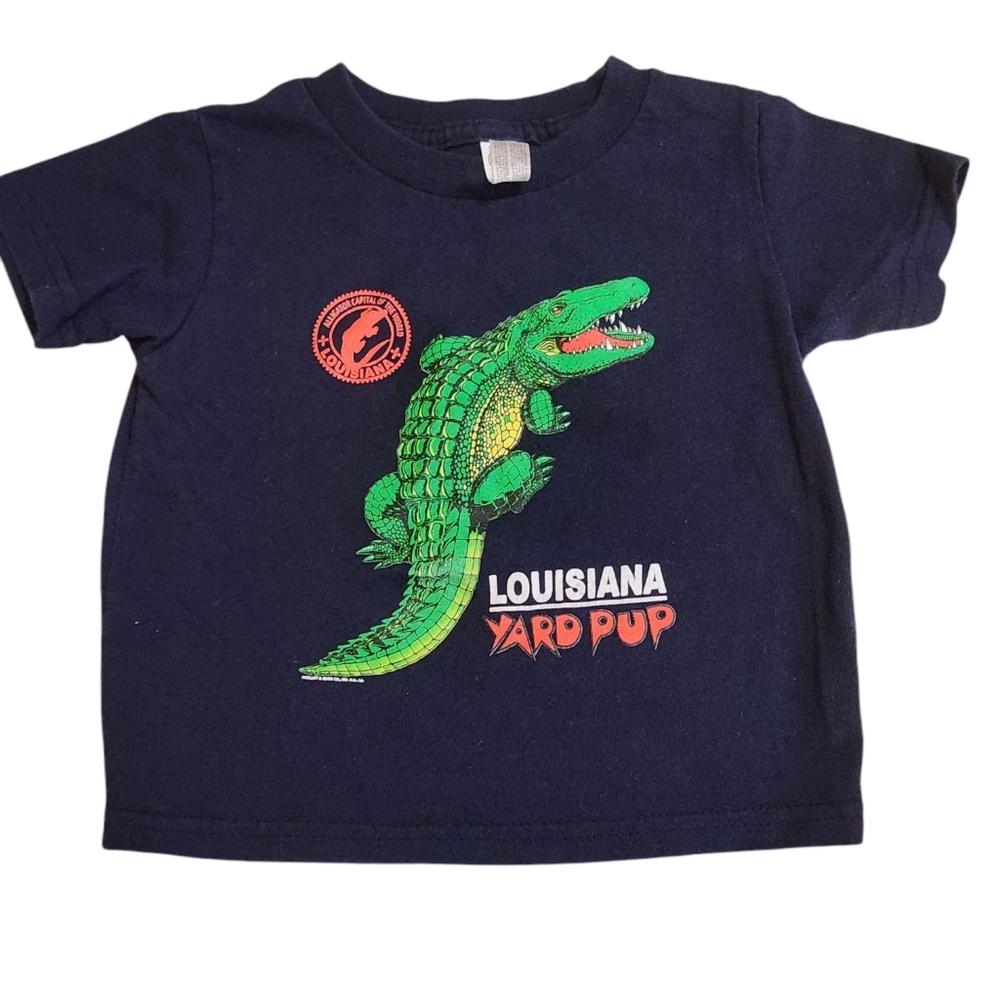 Vintage Louisian Yard Pup Alligator 2T Black Short Sleeve T-shirt